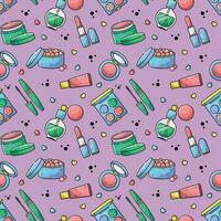 Make up and cosmetics vector seamless pattern