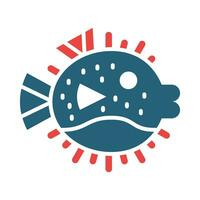 Puffer Fish Vector Glyph Two Color Icon For Personal And Commercial Use.