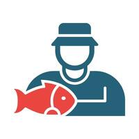 Fisherman Vector Glyph Two Color Icon For Personal And Commercial Use.