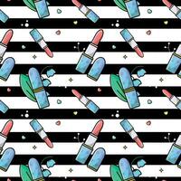 Make up and cosmetics vector seamless pattern