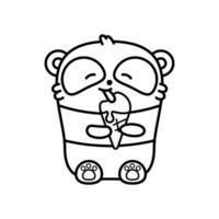 Vector doodle illustration of the cute panda, coloring page