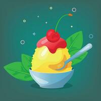 Japanese ice cream kakigori illustration vector