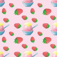 Japanese ice cream kakigori seamless pattern vector