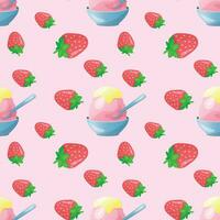 Japanese ice cream kakigori seamless pattern vector