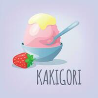 Japanese ice cream kakigori illustration vector