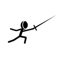 Fencing athlete silhouette icon poking with epee. Vector. vector