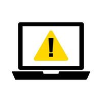 Warning displayed laptop icon. PC in error. Vector. vector