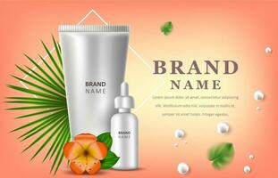 Vector banner with cosmetics mock ups