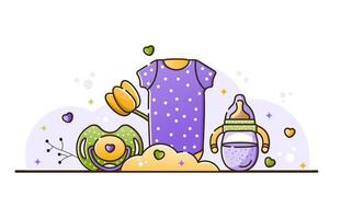 Baby born lineal illustration vector