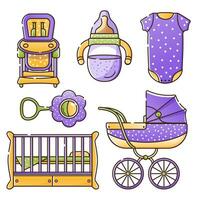 Baby born lineal icons vector