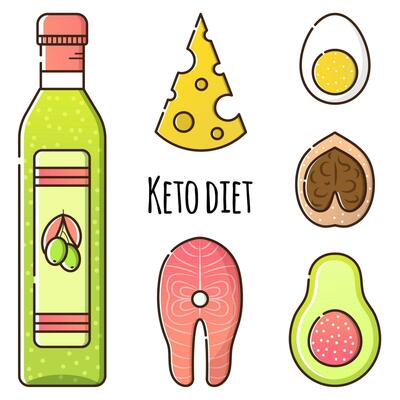 Keto diet icon set