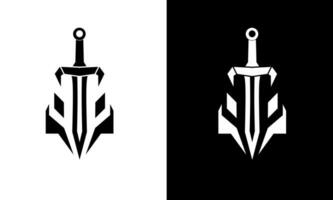 Illustration vector graphics of black and white sword symbol design