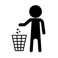 Person throwing trash in trash can. Vector. vector