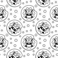 Seamless pattern with cute kawaii pandas vector