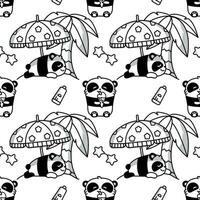 Seamless pattern with cute kawaii pandas vector