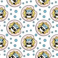 Seamless pattern with cute kawaii pandas vector