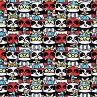 Seamless pattern with cute kawaii pandas vector