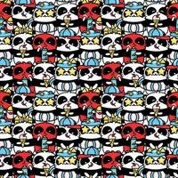 Seamless pattern with cute kawaii pandas vector