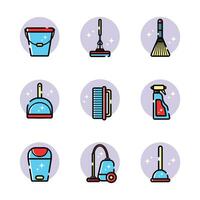 House cleaning set of vector lineal icons