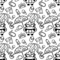 Seamless pattern with cute kawaii pandas vector