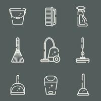 House cleaning set of vector lineal icons
