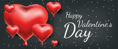 Happy Valentines day vector banner with hearts