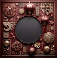 AI generated Happy chinese new year with Oriental Chinese traditional template Background photo