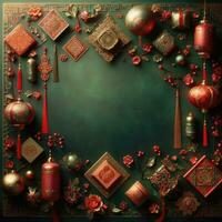 AI generated Happy chinese new year with Oriental Chinese traditional template Background photo