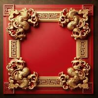 AI generated Happy chinese new year with Oriental Chinese traditional template Background photo