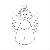 Christening linear illustration with angel vector