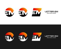 Letter EM monogram geometric bold shape industry logo design. vector