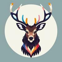 AI generated Stag Antler Deer Animal Logo Icon Sticker Decoration Clip Art Simple Background photo