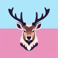 AI generated Stag Antler Deer Animal Logo Icon Sticker Decoration Clip Art Simple Background photo