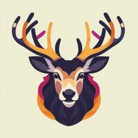 AI generated Stag Antler Deer Animal Logo Icon Sticker Decoration Clip Art Simple Background photo