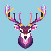 AI generated Stag Antler Deer Animal Logo Icon Sticker Decoration Clip Art Simple Background photo