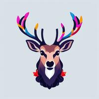 AI generated Stag Antler Deer Animal Logo Icon Sticker Decoration Clip Art Simple Background photo