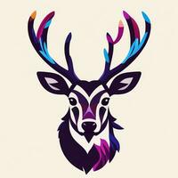 AI generated Stag Antler Deer Animal Logo Icon Sticker Decoration Clip Art Simple Background photo