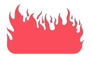 Burning flame 2D linear cartoon object vector