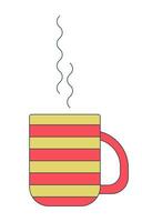 Steamed coffee cup 2D linear cartoon object vector