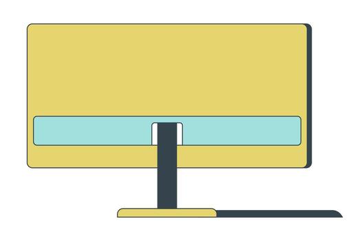 Back view computer desktop 2D linear cartoon object vector