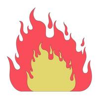 Burning fire 2D linear cartoon object vector