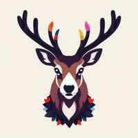 AI generated Stag Antler Deer Animal Logo Icon Sticker Decoration Clip Art Simple Background photo