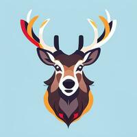 AI generated Stag Antler Deer Animal Logo Icon Sticker Decoration Clip Art Simple Background photo