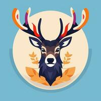 AI generated Stag Antler Deer Animal Logo Icon Sticker Decoration Clip Art Simple Background photo