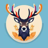 AI generated Stag Antler Deer Animal Logo Icon Sticker Decoration Clip Art Simple Background photo