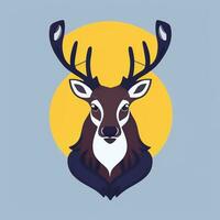 AI generated Stag Antler Deer Animal Logo Icon Sticker Decoration Clip Art Simple Background photo