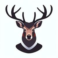 AI generated Stag Antler Deer Animal Logo Icon Sticker Decoration Clip Art Simple Background photo