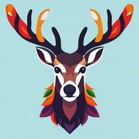 AI generated Stag Antler Deer Animal Logo Icon Sticker Decoration Clip Art Simple Background photo