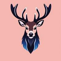 AI generated Stag Antler Deer Animal Logo Icon Sticker Decoration Clip Art Simple Background photo