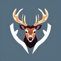 AI generated Stag Antler Deer Animal Logo Icon Sticker Decoration Clip Art Simple Background photo